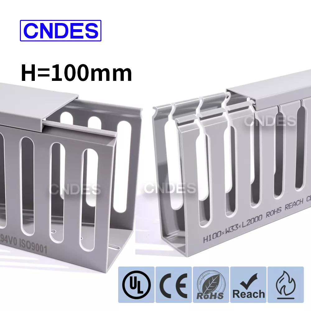 Canalina di cablaggio per custodia in PVC con fessura aperta di altezza 100 mm