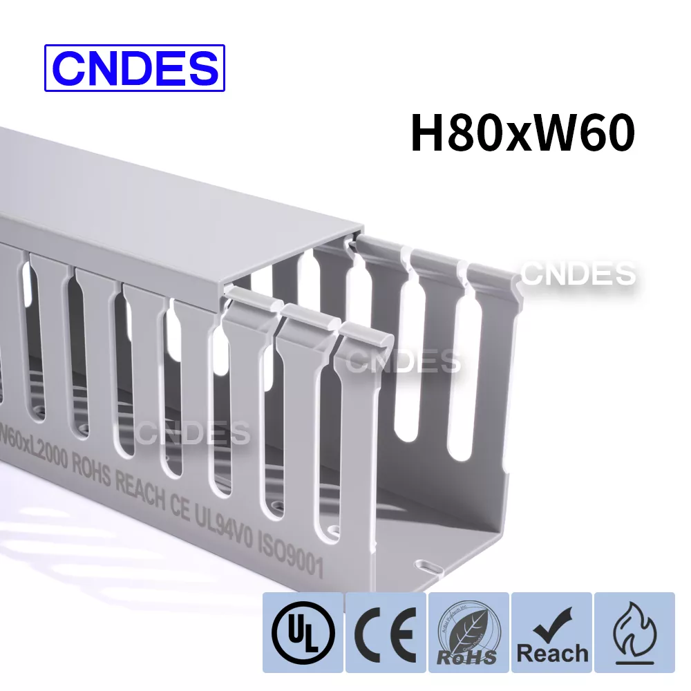 Canalina per cablaggio in PVC scanalata elencata 80×60